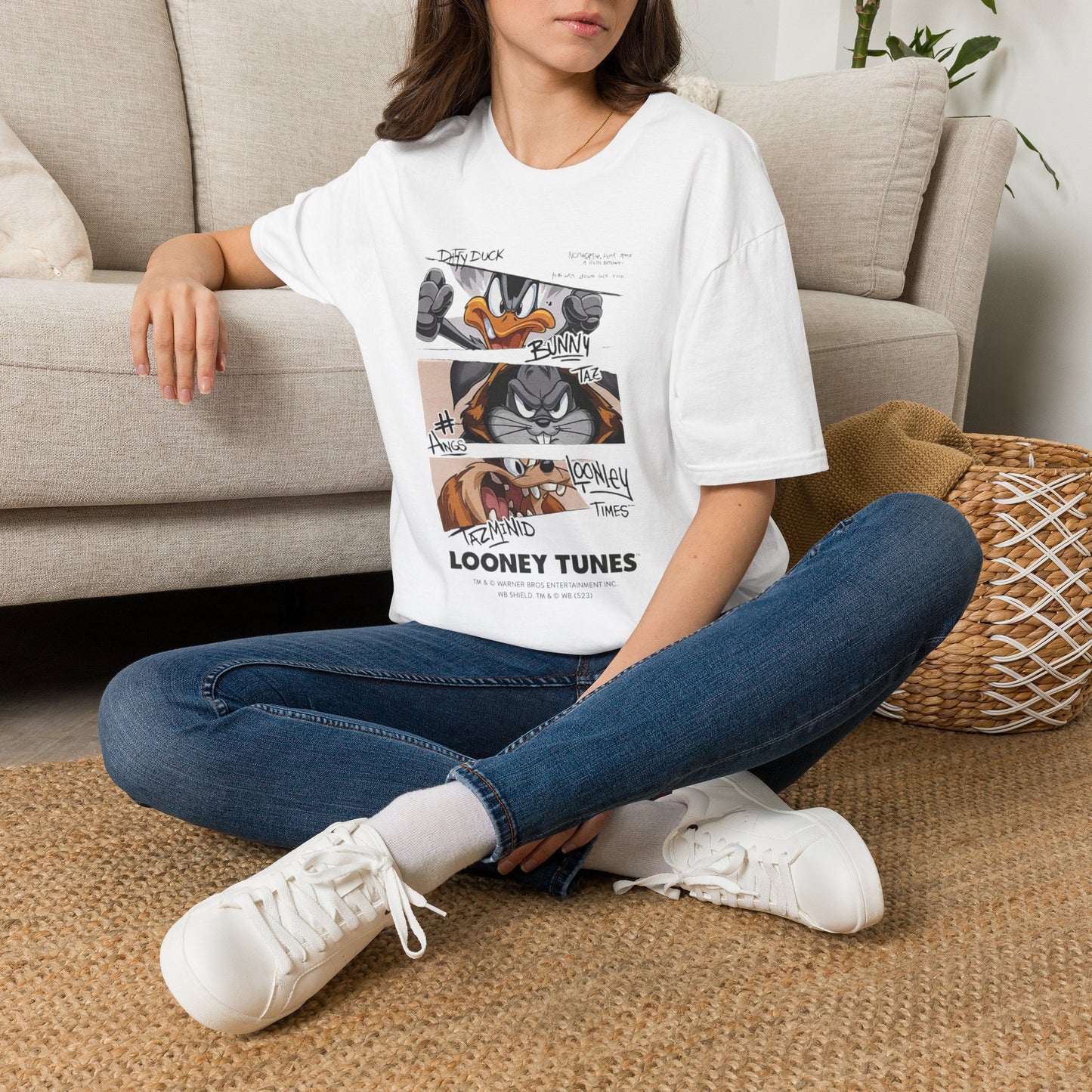 Looney Tunes Mugshot Panel T-Shirt — Daffy Duck & Bugs Bunny Graphic Tee