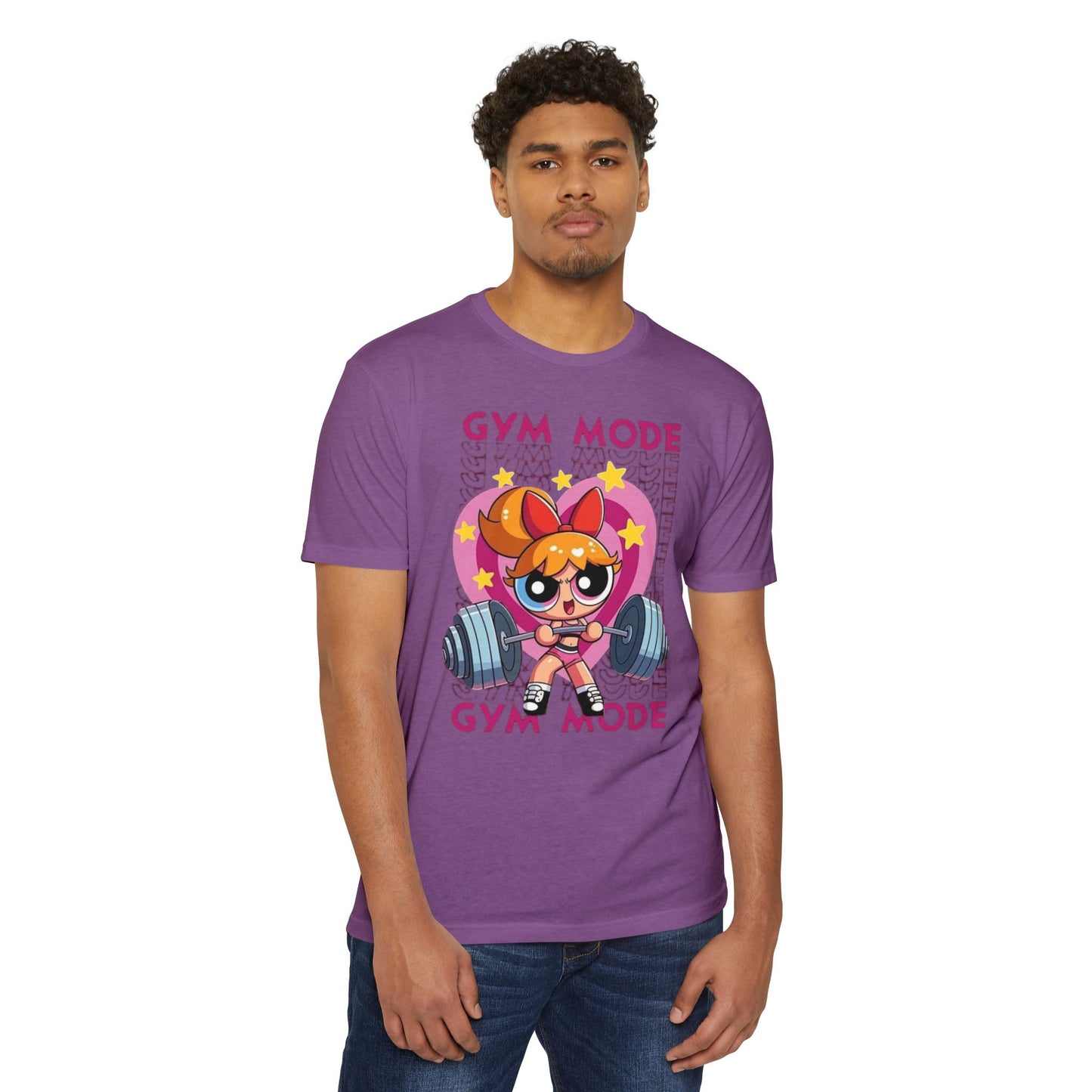 Gym Mode Weightlifting T‑Shirt — Cute Cartoon Powerlifting Design