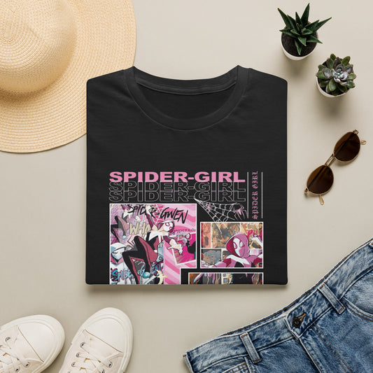 Spider‑Gwen Comic Panel T‑Shirt — Retro Pink Spider‑Girl Graphic Tee