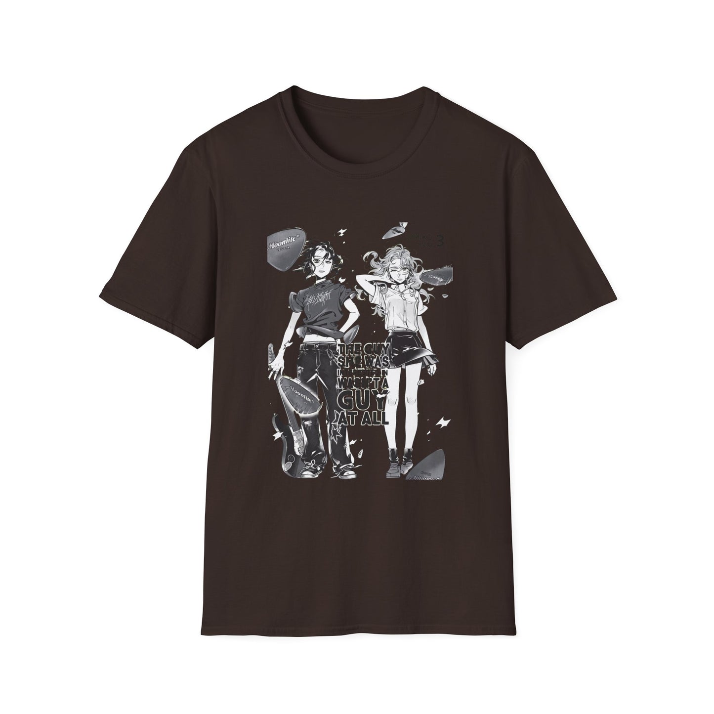 Anime Girl Duo Graphic T‑Shirt — Black Retro Manga Design