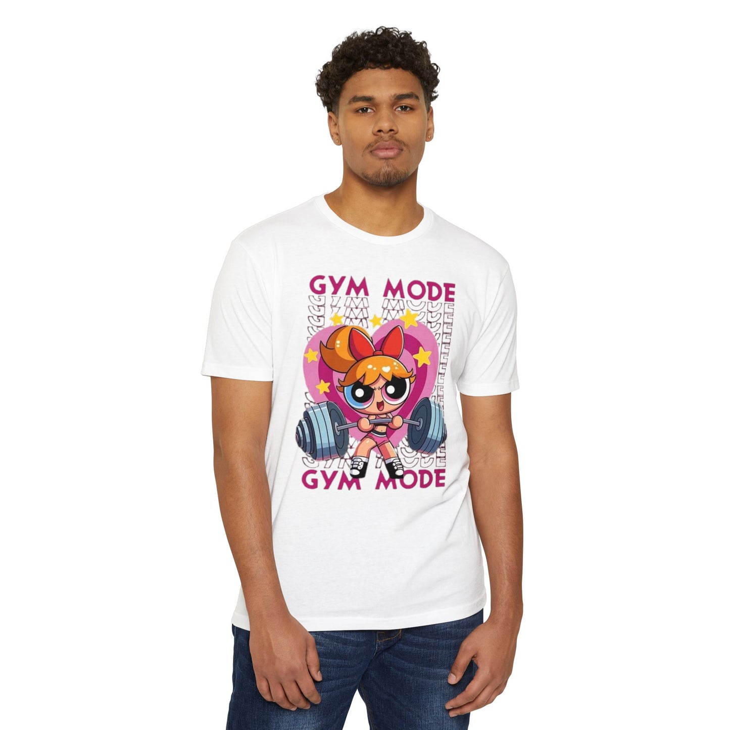 Gym Mode Weightlifting T‑Shirt — Cute Cartoon Powerlifting Design