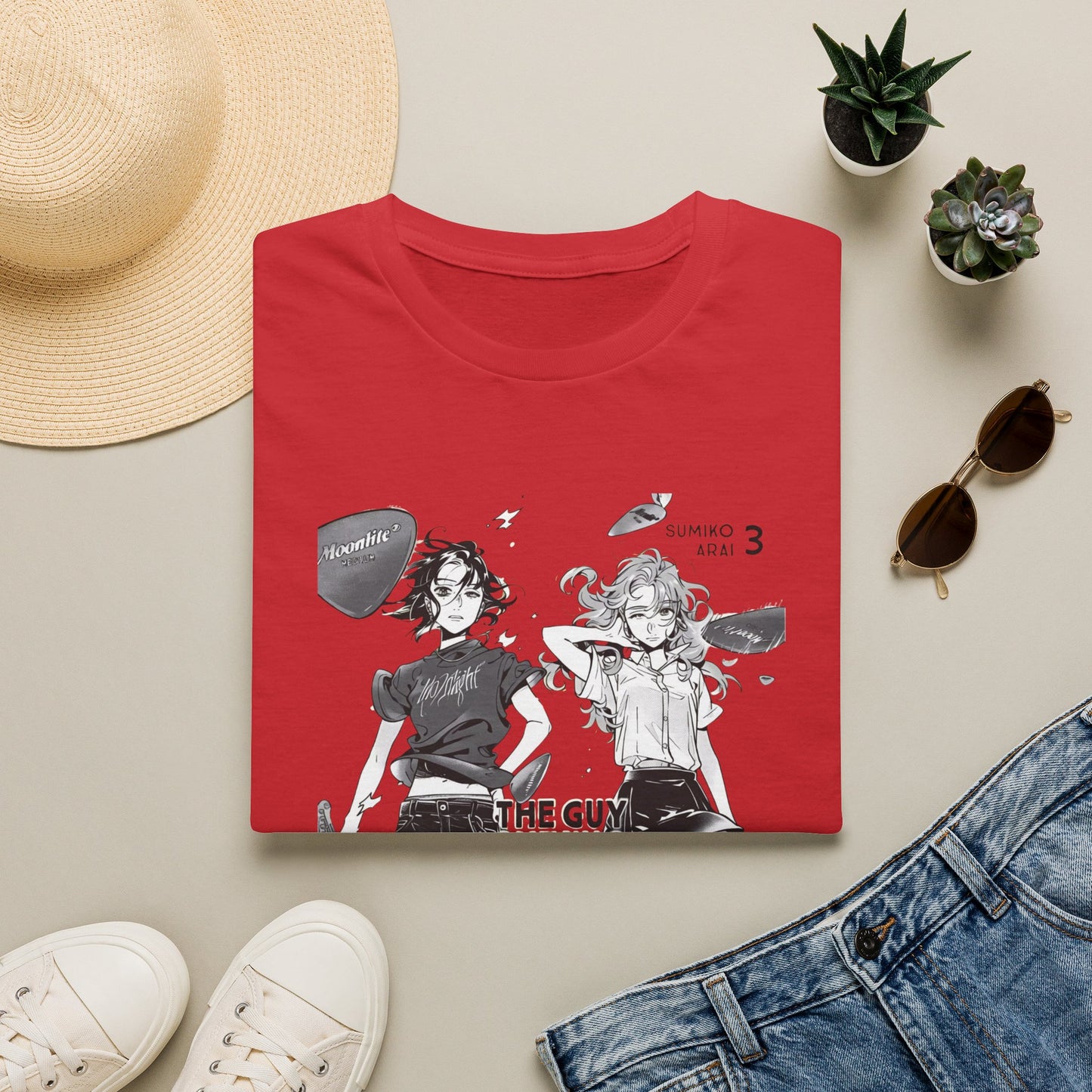 Anime Girl Duo Graphic T‑Shirt — Black Retro Manga Design