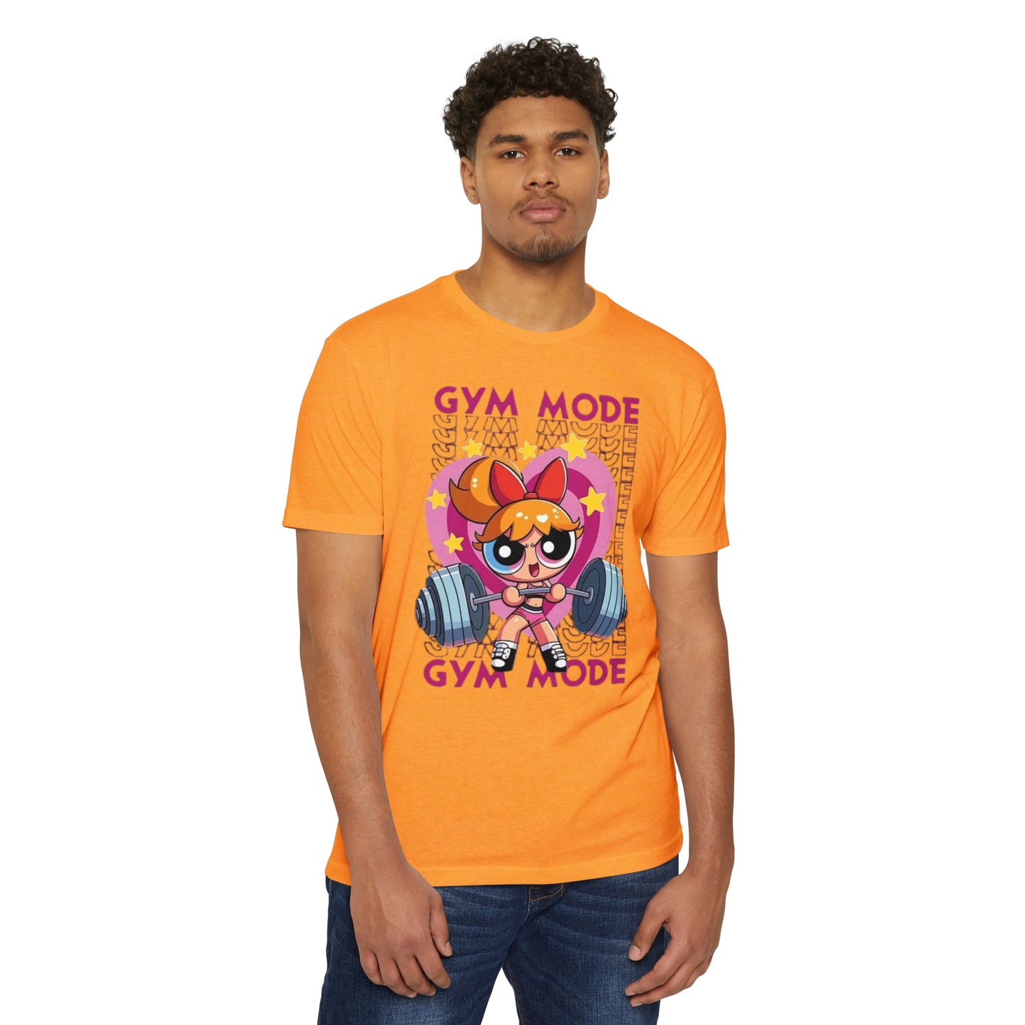 Gym Mode Weightlifting T‑Shirt — Cute Cartoon Powerlifting Design