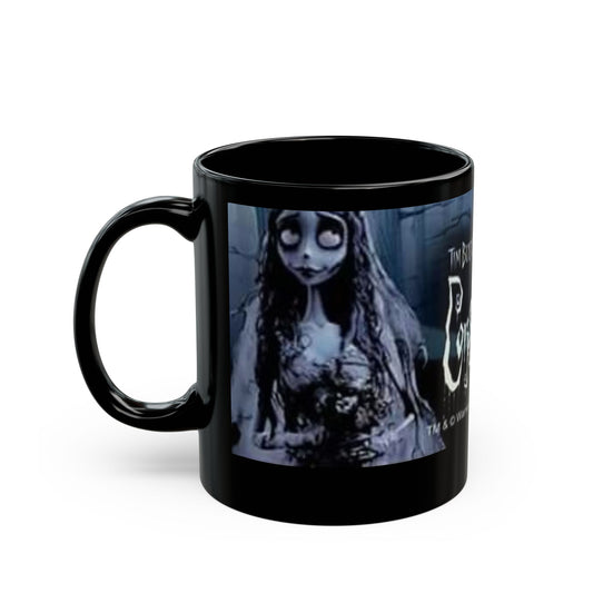 Taza de café negra Corpse Bride — Artículo de colección gótico de película inspirado en Tim Burton (325 ml, 440 ml)