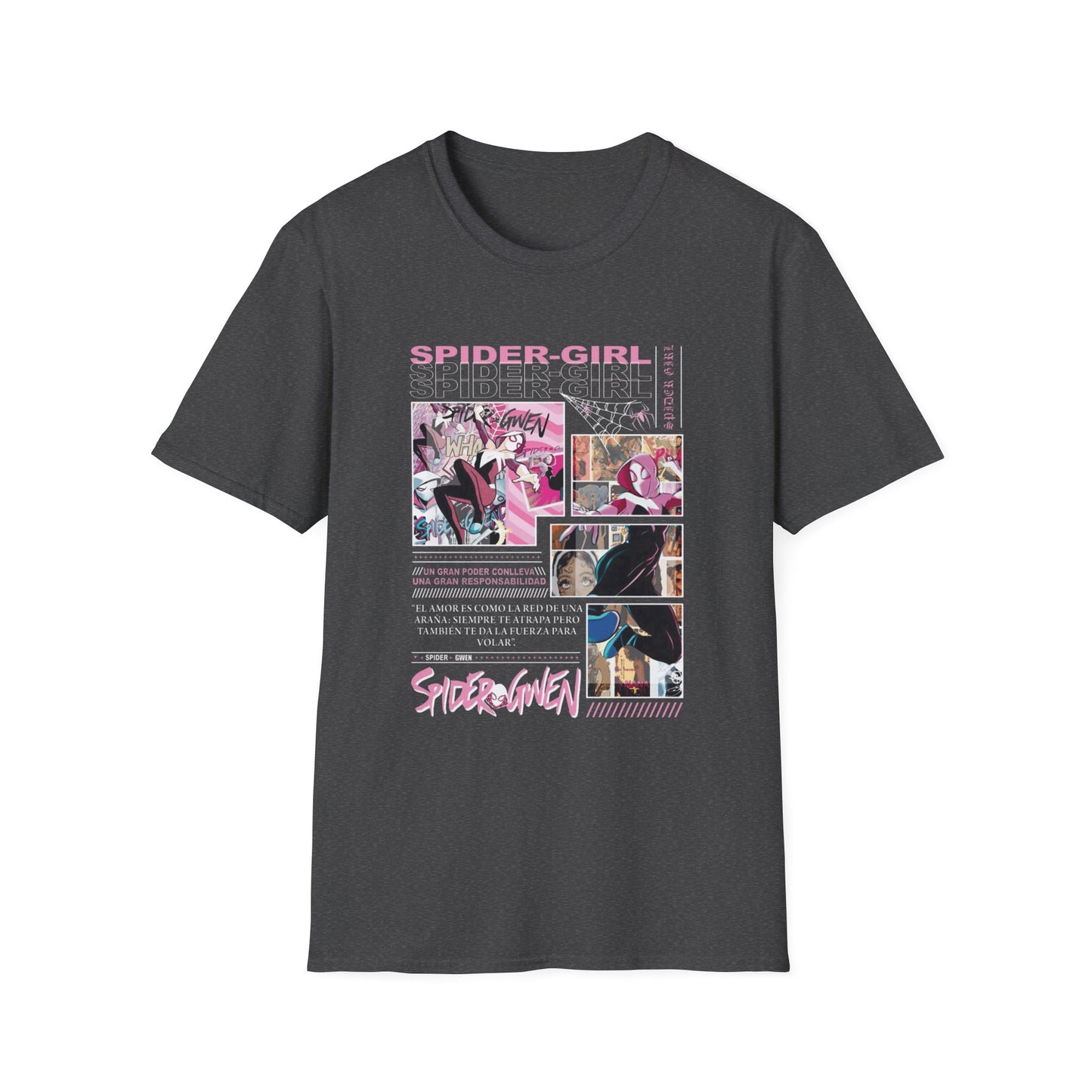 Spider‑Gwen Comic Panel T‑Shirt — Retro Pink Spider‑Girl Graphic Tee