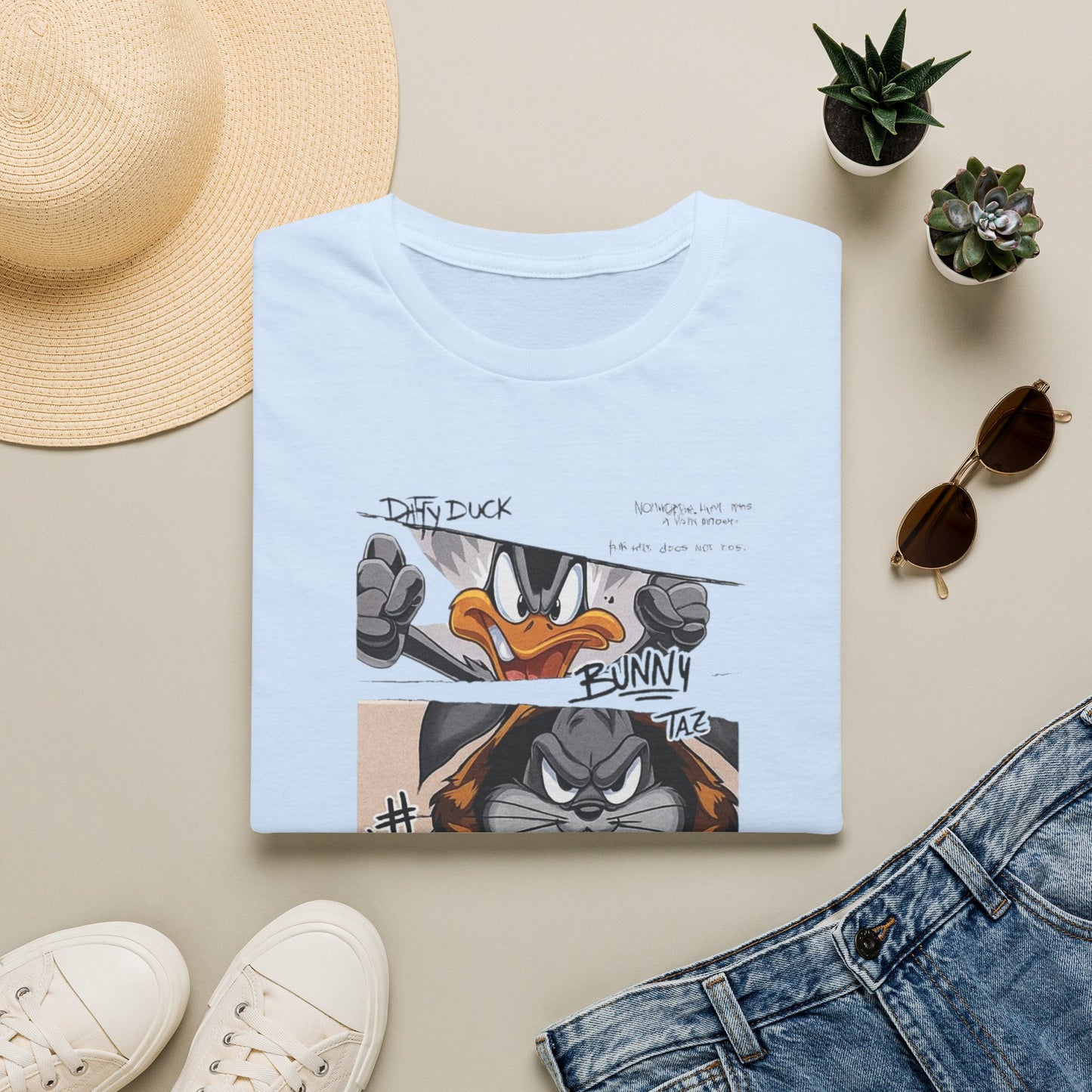 Looney Tunes Mugshot Panel T-Shirt — Daffy Duck & Bugs Bunny Graphic Tee