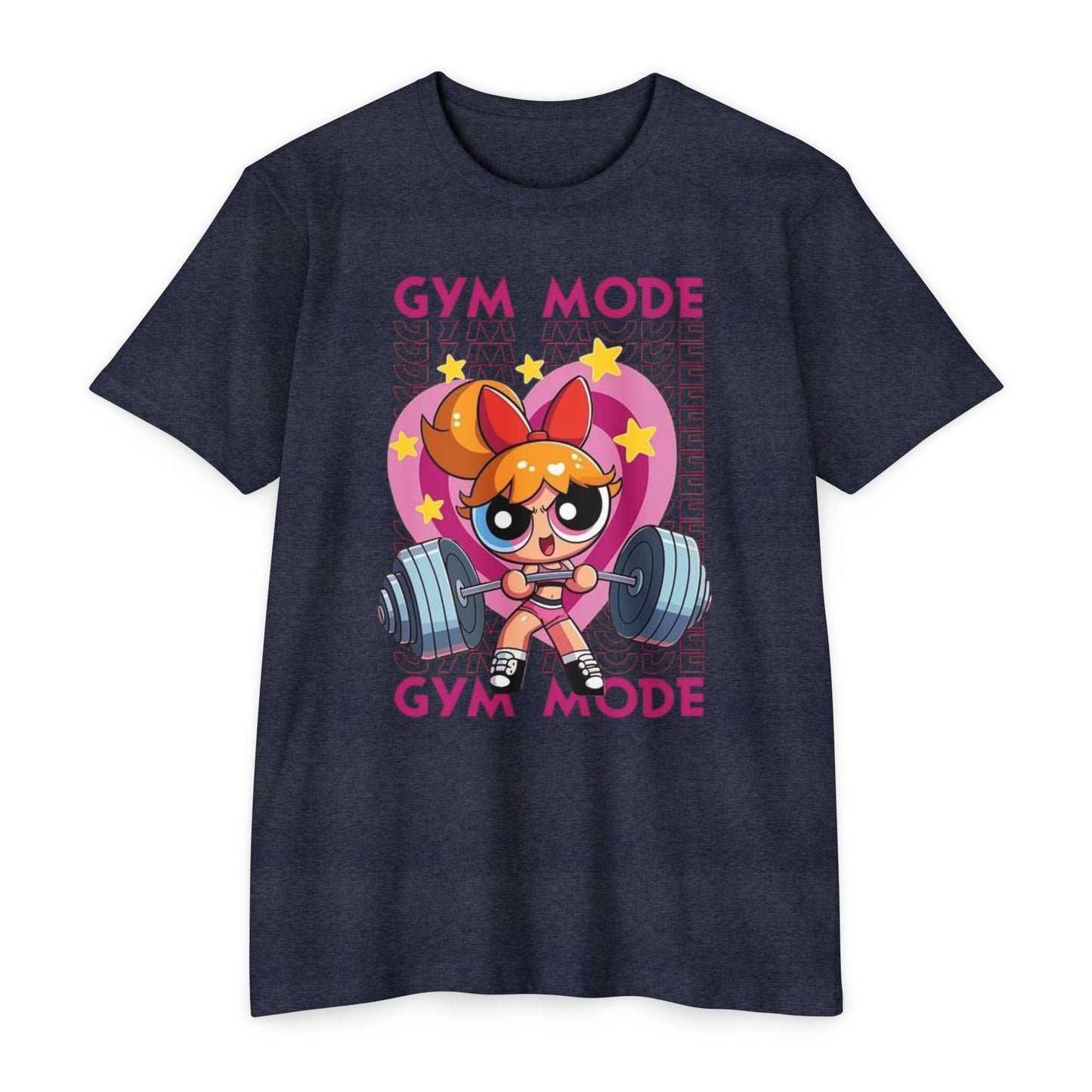 Gym Mode Weightlifting T‑Shirt — Cute Cartoon Powerlifting Design