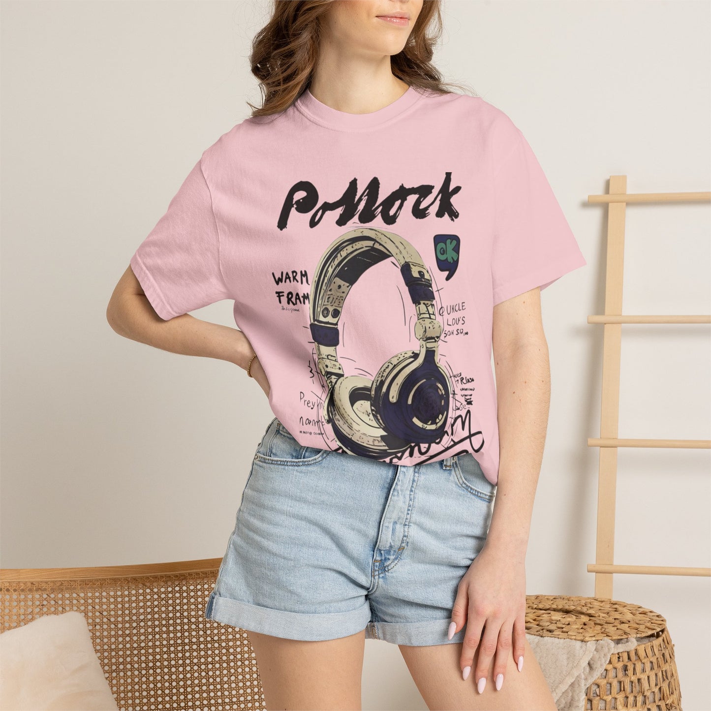 Vintage Headphones T-Shirt — Retro Music Graphic Tee ("P-Mock" Design)