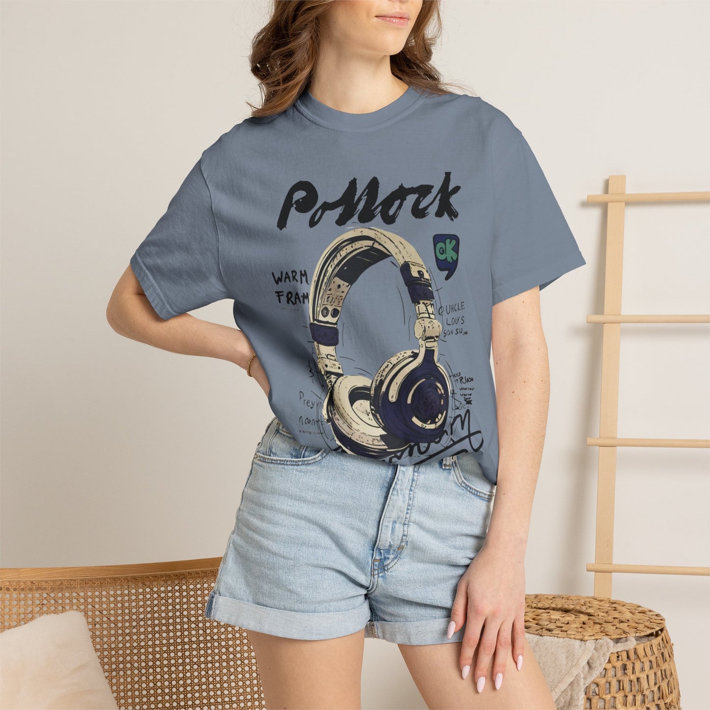 Vintage Headphones T-Shirt — Retro Music Graphic Tee ("P-Mock" Design)
