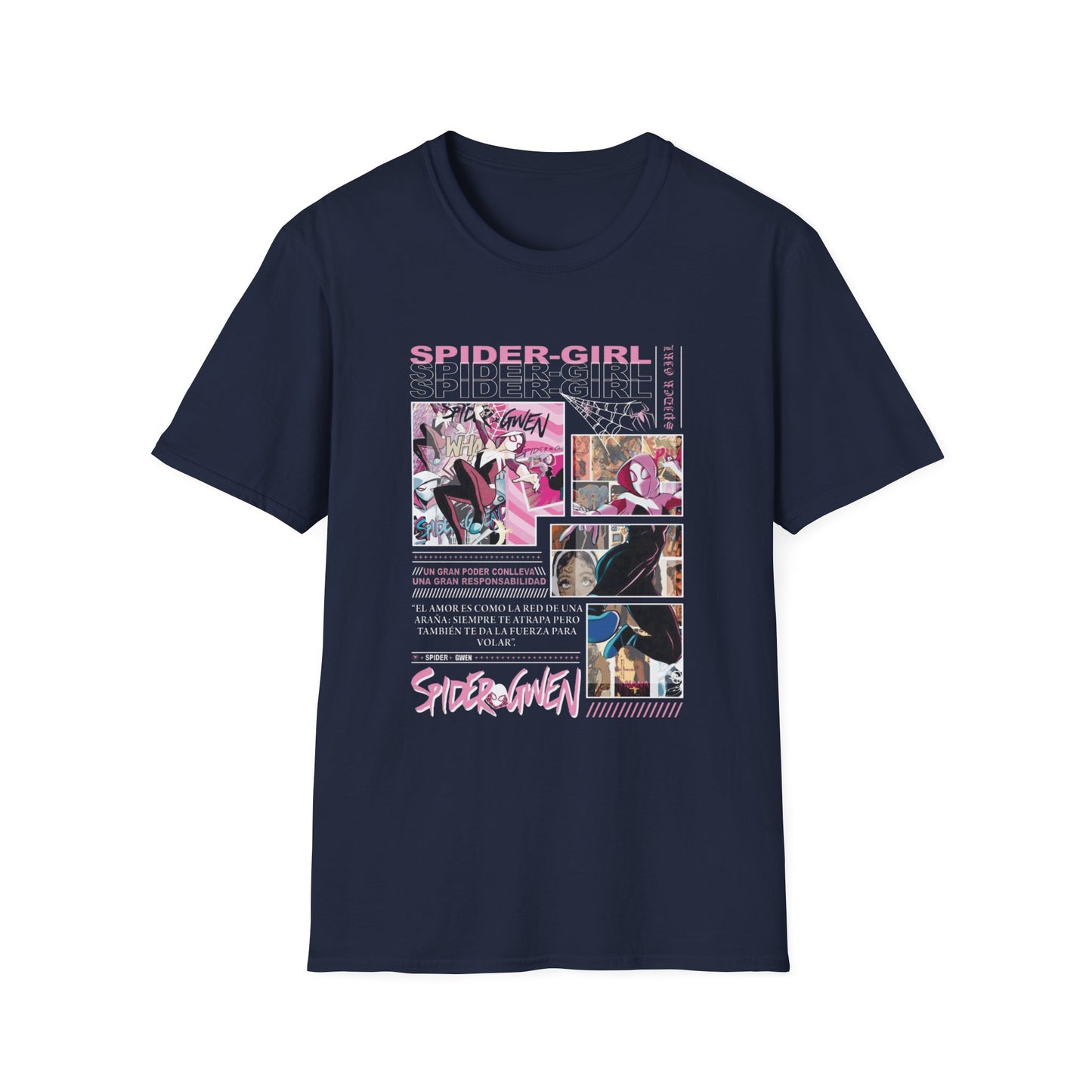 Spider‑Gwen Comic Panel T‑Shirt — Retro Pink Spider‑Girl Graphic Tee
