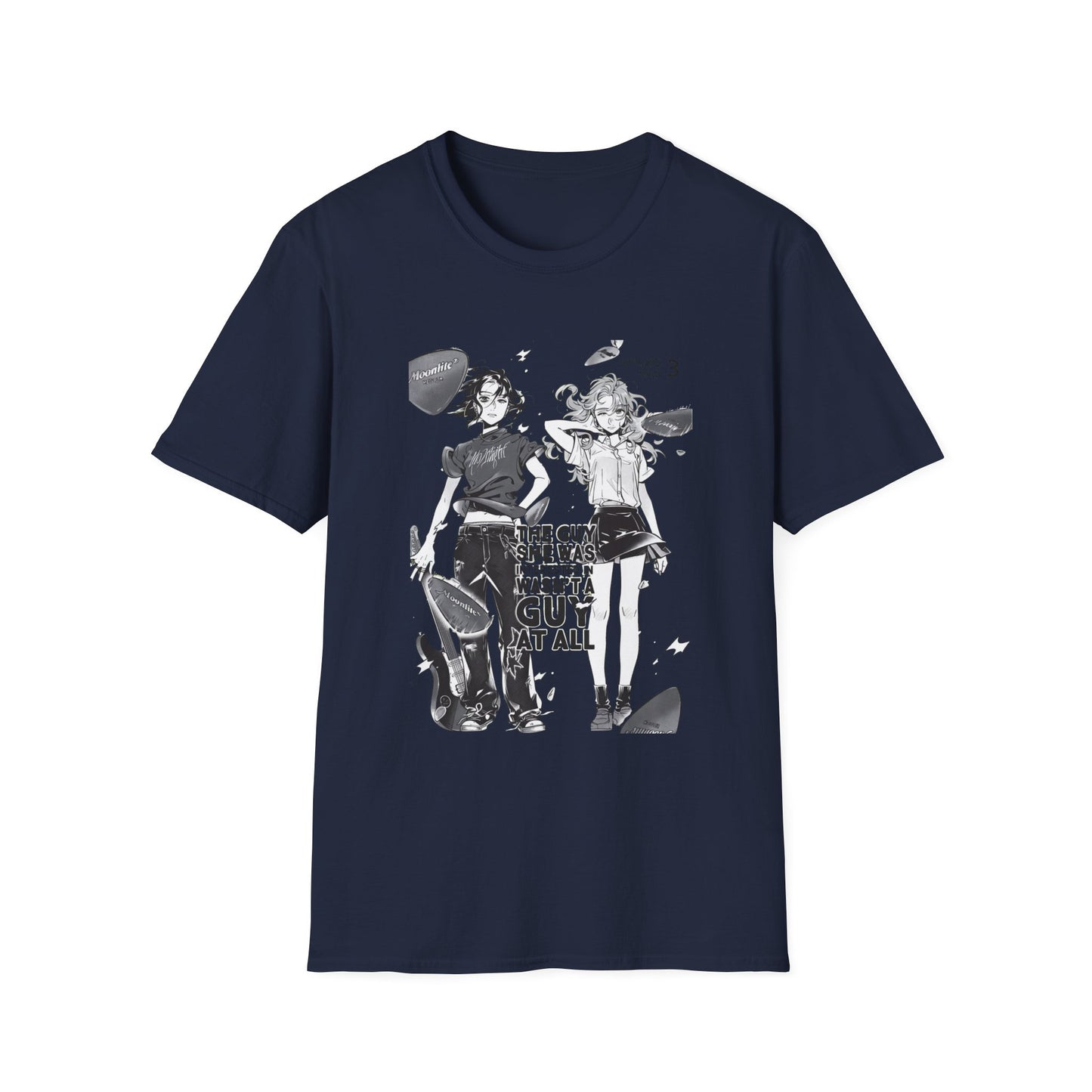 Anime Girl Duo Graphic T‑Shirt — Black Retro Manga Design