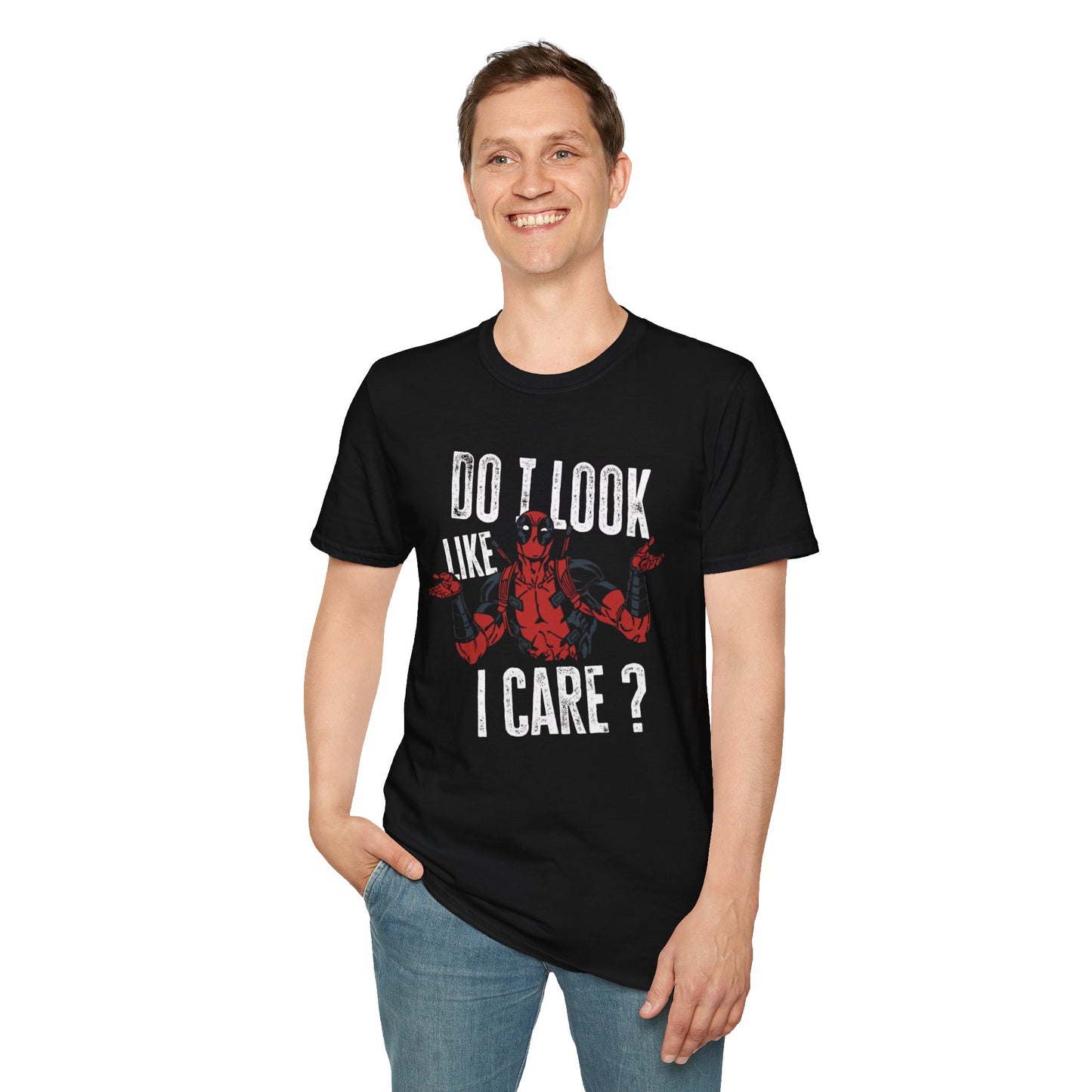 Graphic T-Shirt — "Do I Look Like I Care?" Comic Antihero Tee