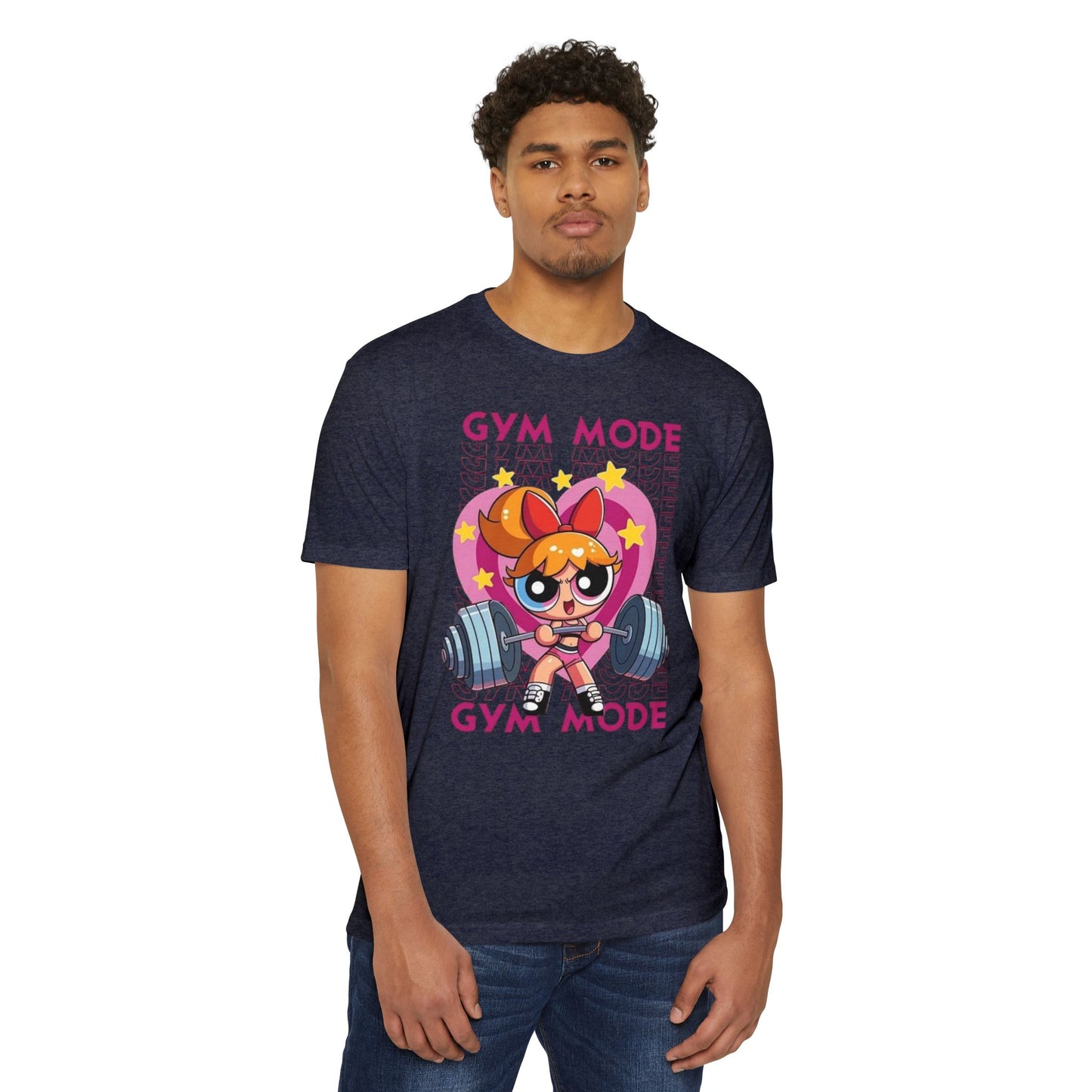Gym Mode Weightlifting T‑Shirt — Cute Cartoon Powerlifting Design