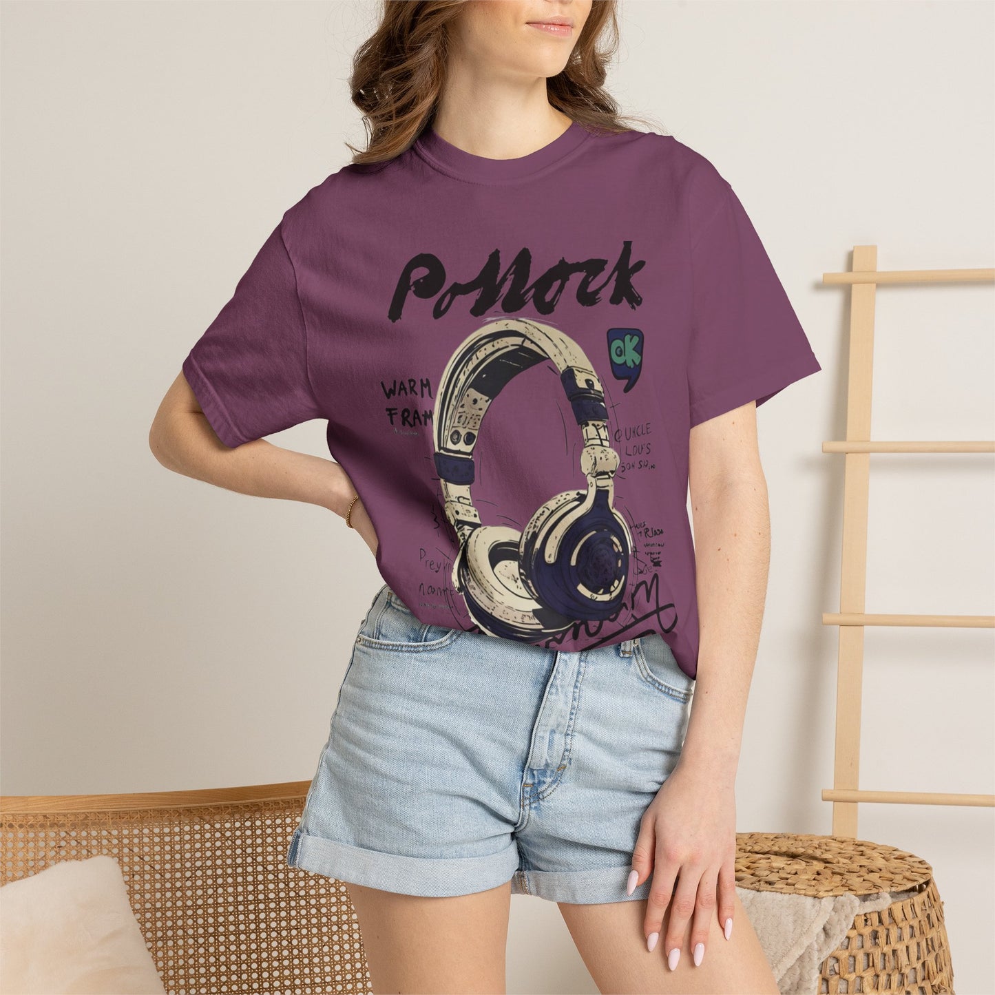 Vintage Headphones T-Shirt — Retro Music Graphic Tee ("P-Mock" Design)