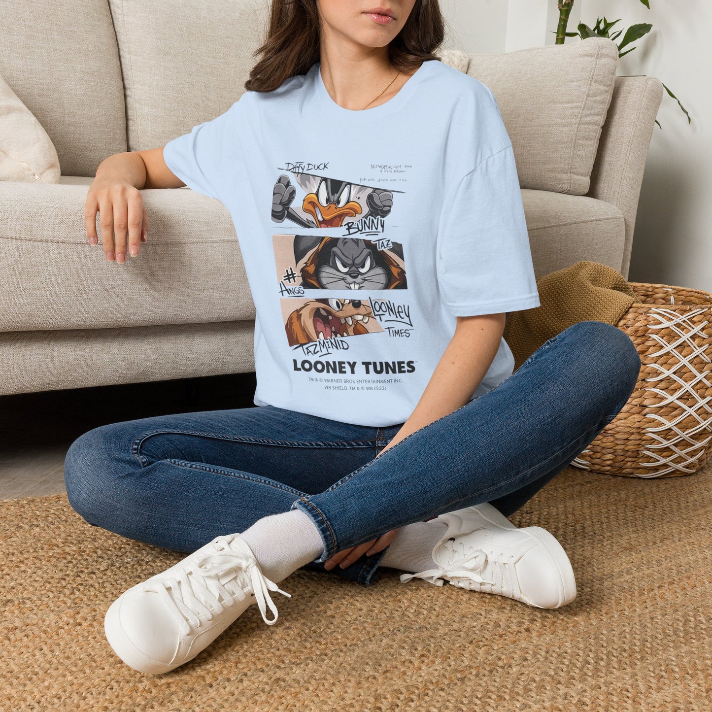 Looney Tunes Mugshot Panel T-Shirt — Daffy Duck & Bugs Bunny Graphic Tee