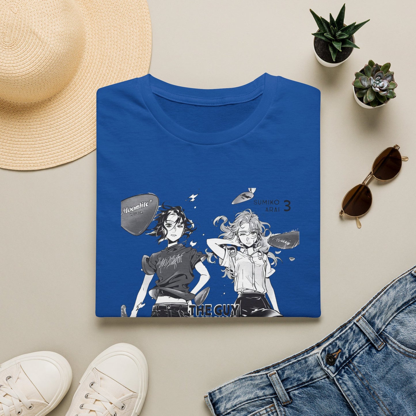 Anime Girl Duo Graphic T‑Shirt — Black Retro Manga Design