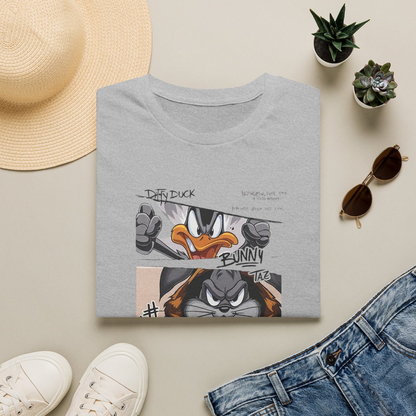Looney Tunes Mugshot Panel T-Shirt — Daffy Duck & Bugs Bunny Graphic Tee