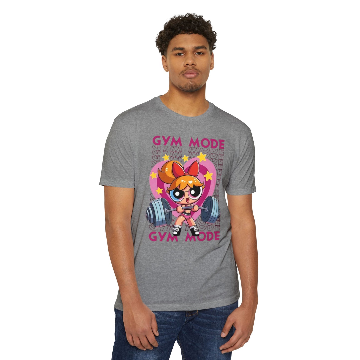 Gym Mode Weightlifting T‑Shirt — Cute Cartoon Powerlifting Design