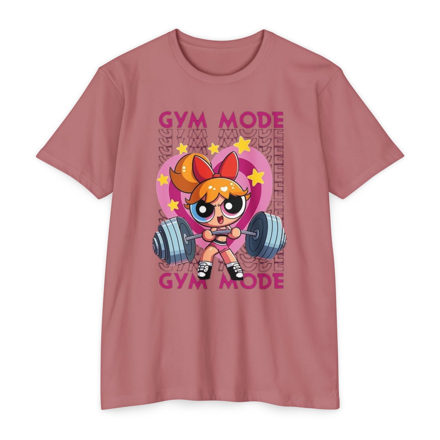 Gym Mode Weightlifting T‑Shirt — Cute Cartoon Powerlifting Design