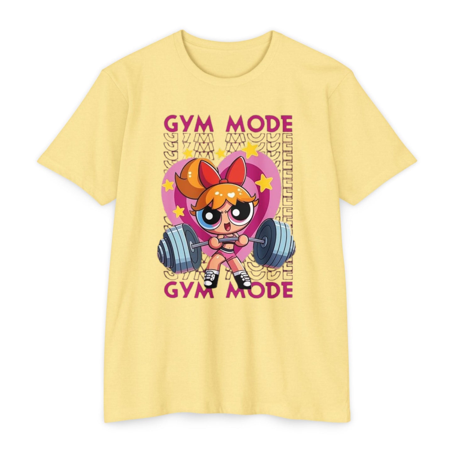 Gym Mode Weightlifting T‑Shirt — Cute Cartoon Powerlifting Design