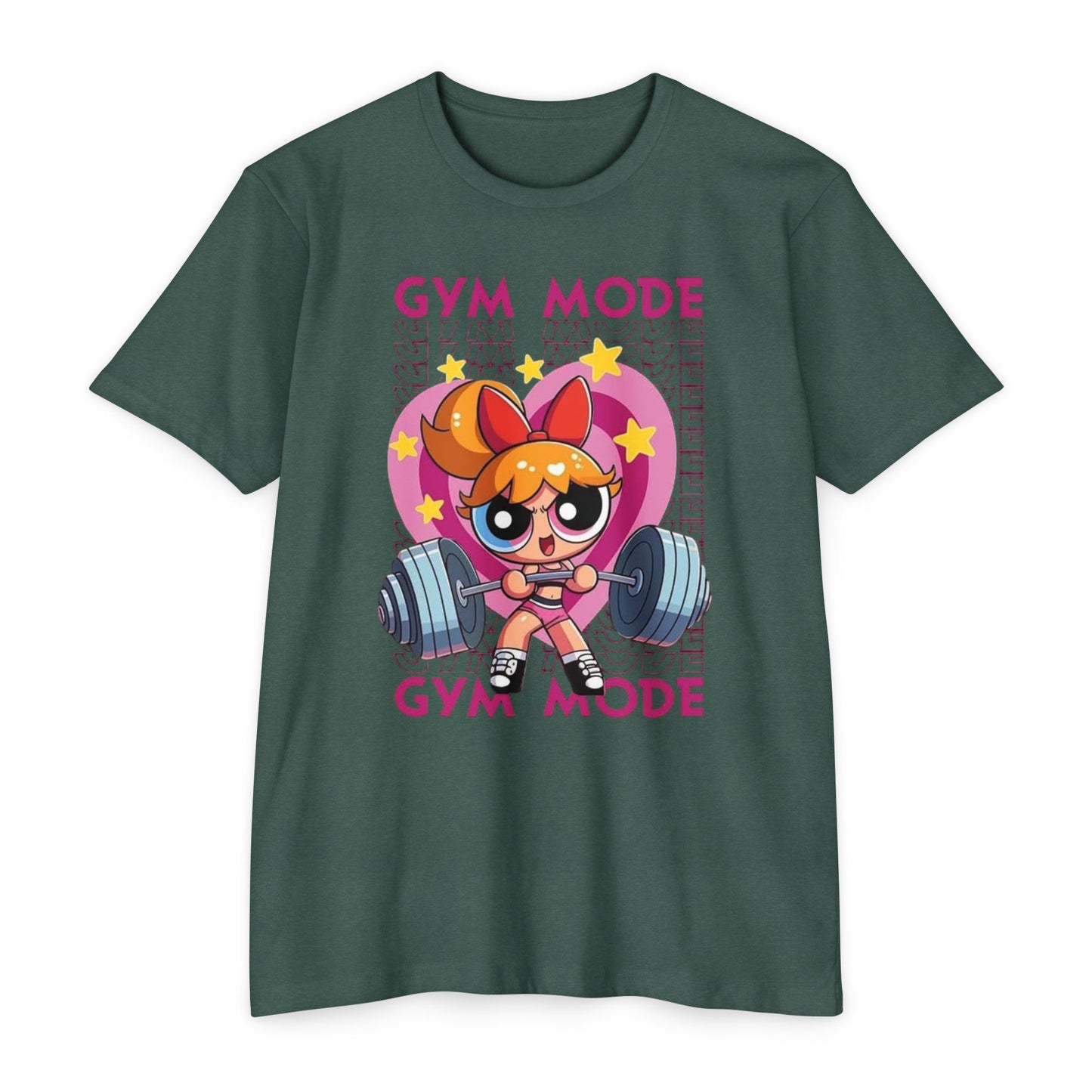 Gym Mode Weightlifting T‑Shirt — Cute Cartoon Powerlifting Design