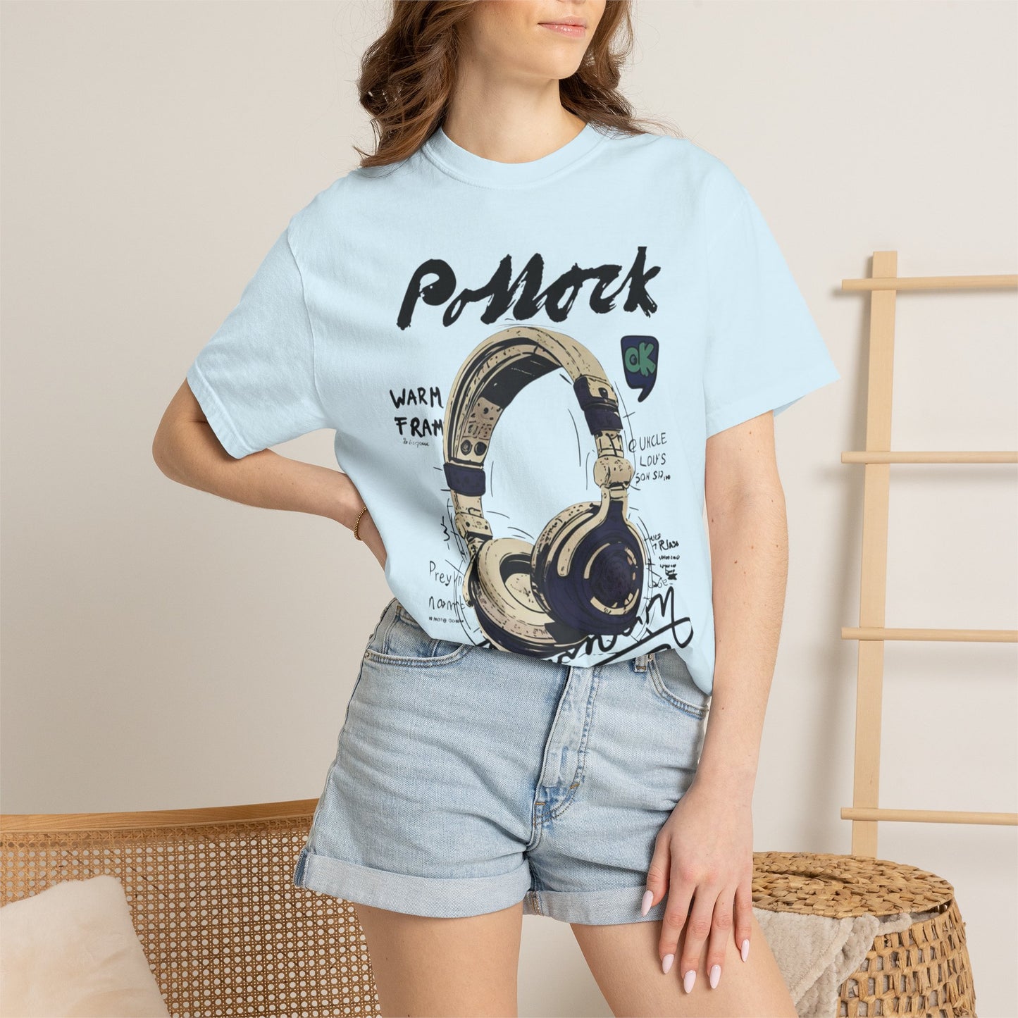 Vintage Headphones T-Shirt — Retro Music Graphic Tee ("P-Mock" Design)