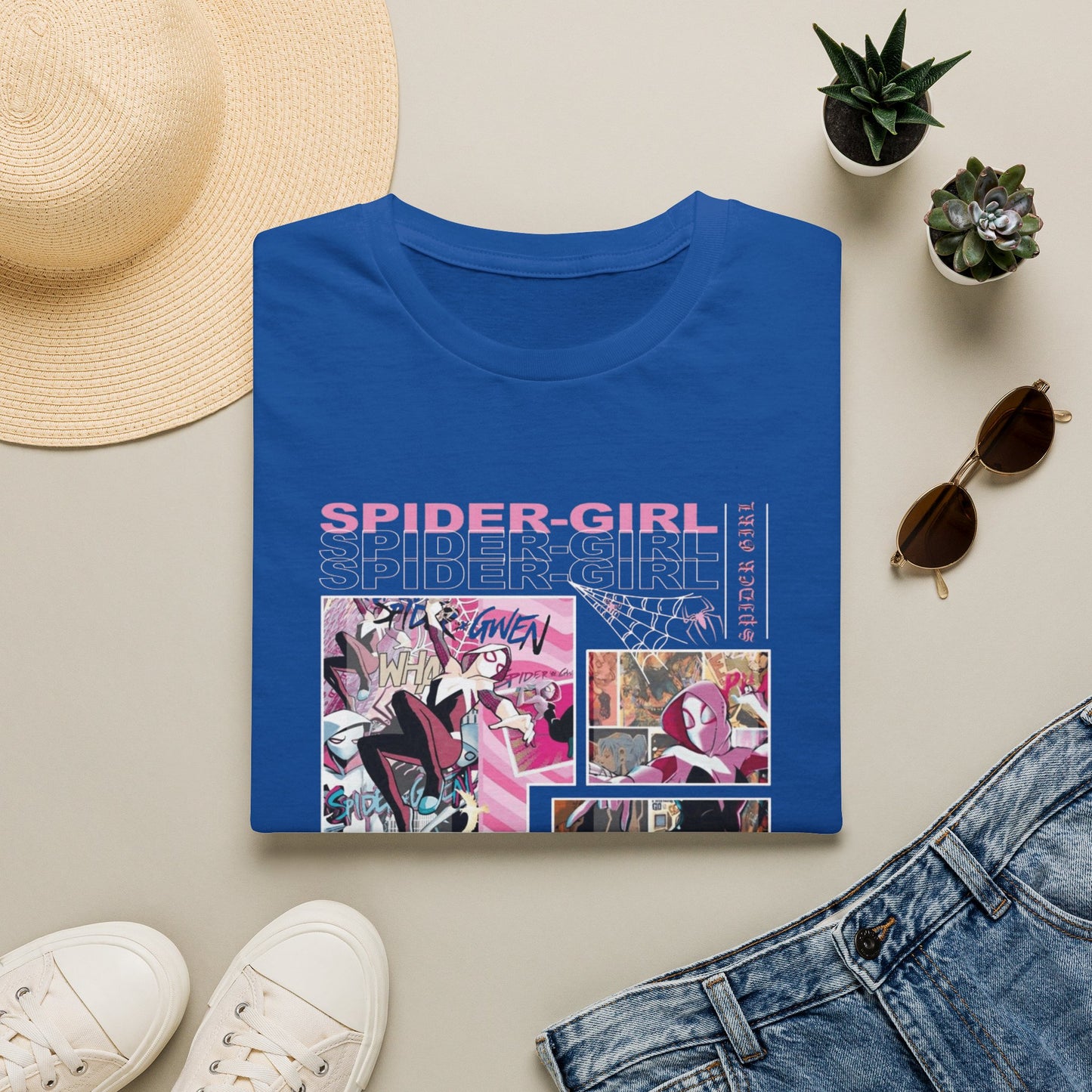 Spider‑Gwen Comic Panel T‑Shirt — Retro Pink Spider‑Girl Graphic Tee