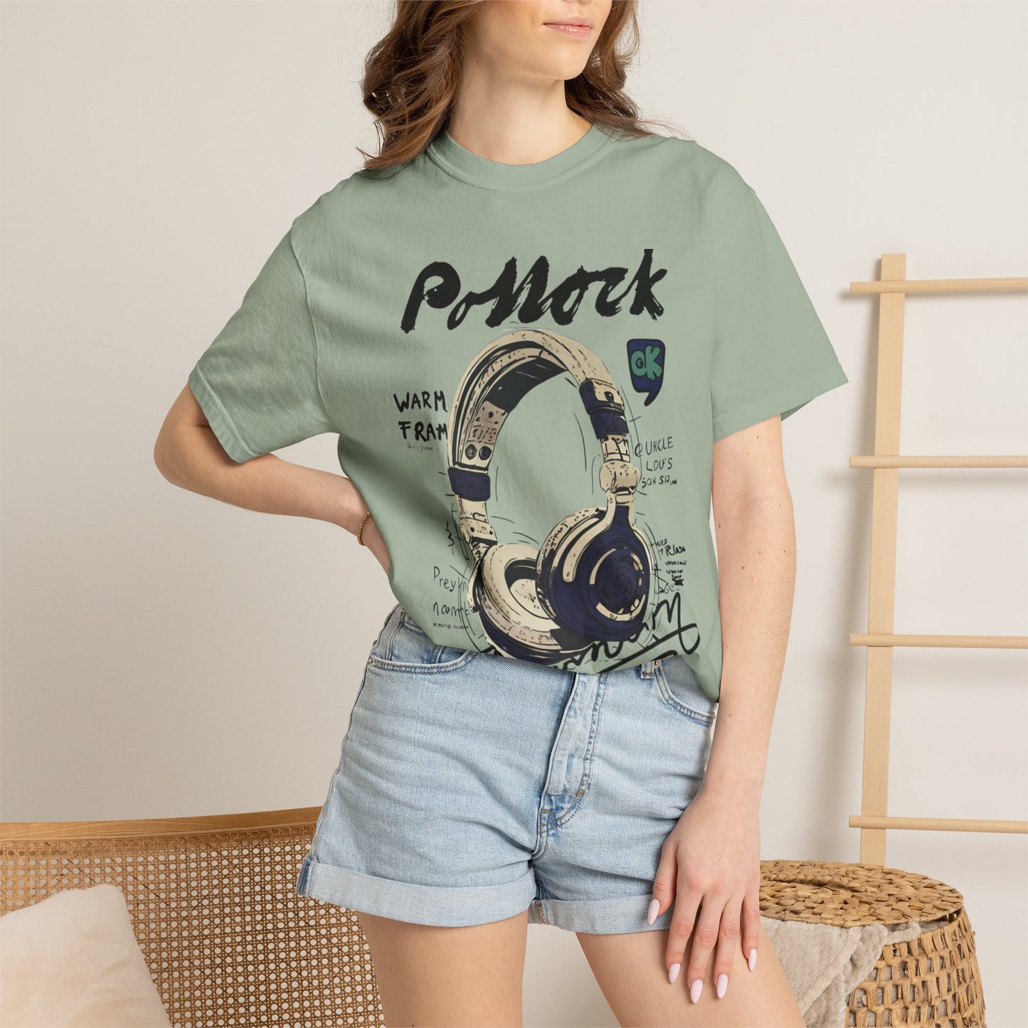Vintage Headphones T-Shirt — Retro Music Graphic Tee ("P-Mock" Design)