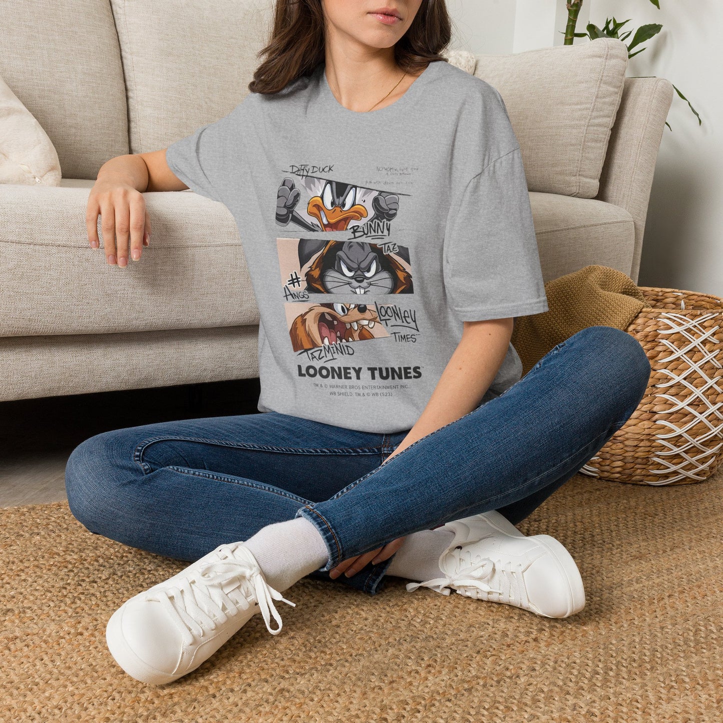 Looney Tunes Mugshot Panel T-Shirt — Daffy Duck & Bugs Bunny Graphic Tee