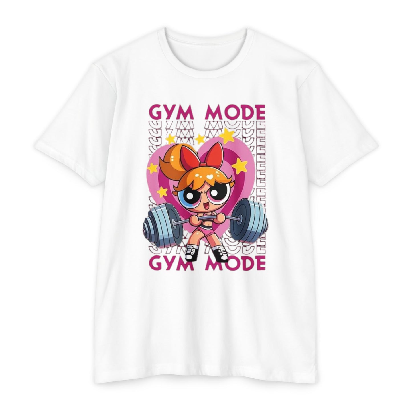 Gym Mode Weightlifting T‑Shirt — Cute Cartoon Powerlifting Design