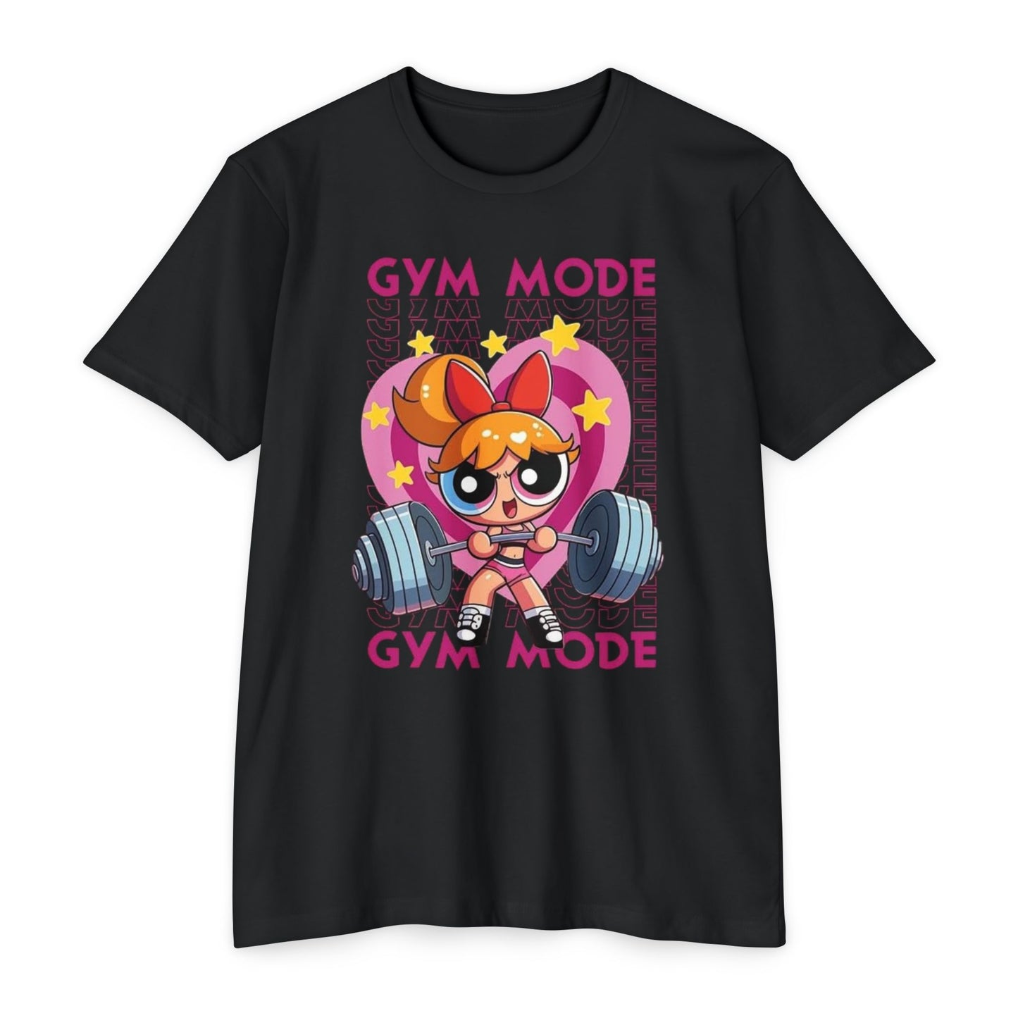 Gym Mode Weightlifting T‑Shirt — Cute Cartoon Powerlifting Design