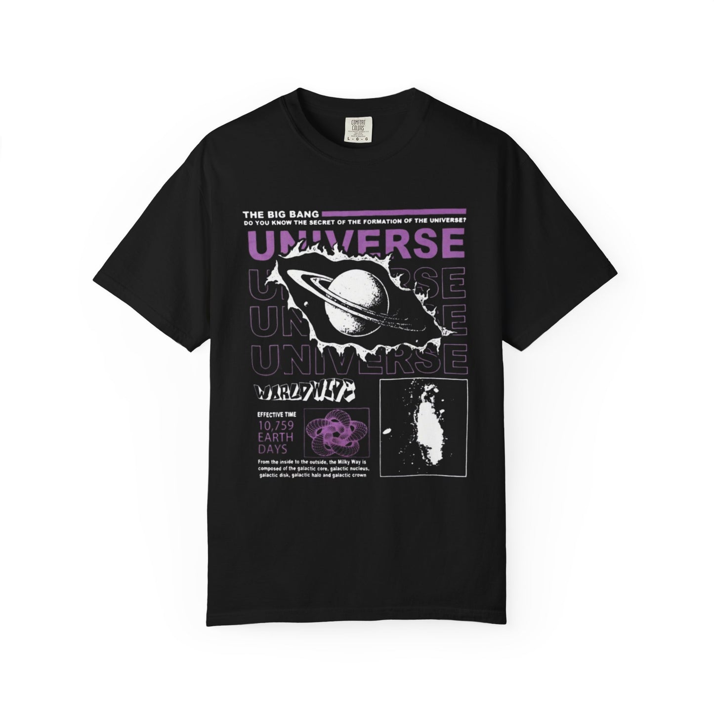 Universe Graphic T-Shirt — Retro Saturn Design with 'UNIVERSE' Text
