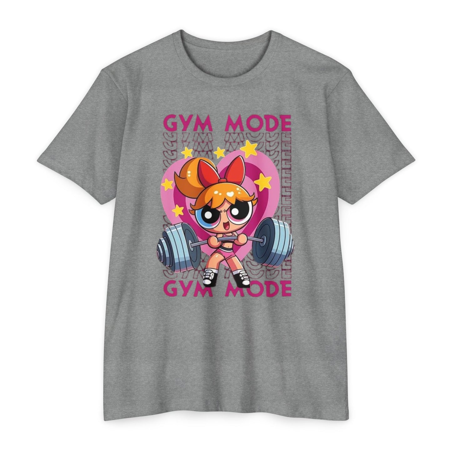 Gym Mode Weightlifting T‑Shirt — Cute Cartoon Powerlifting Design