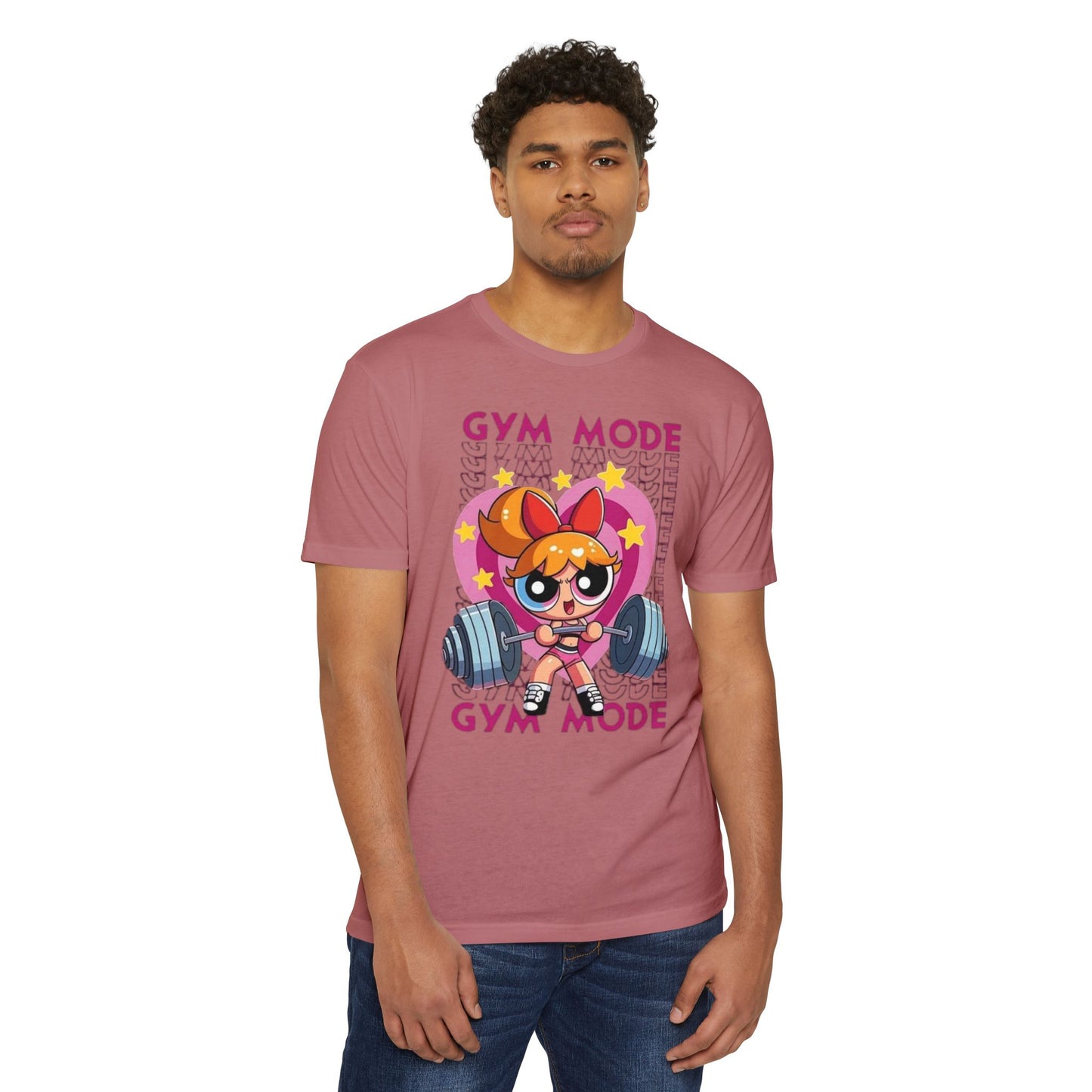 Gym Mode Weightlifting T‑Shirt — Cute Cartoon Powerlifting Design