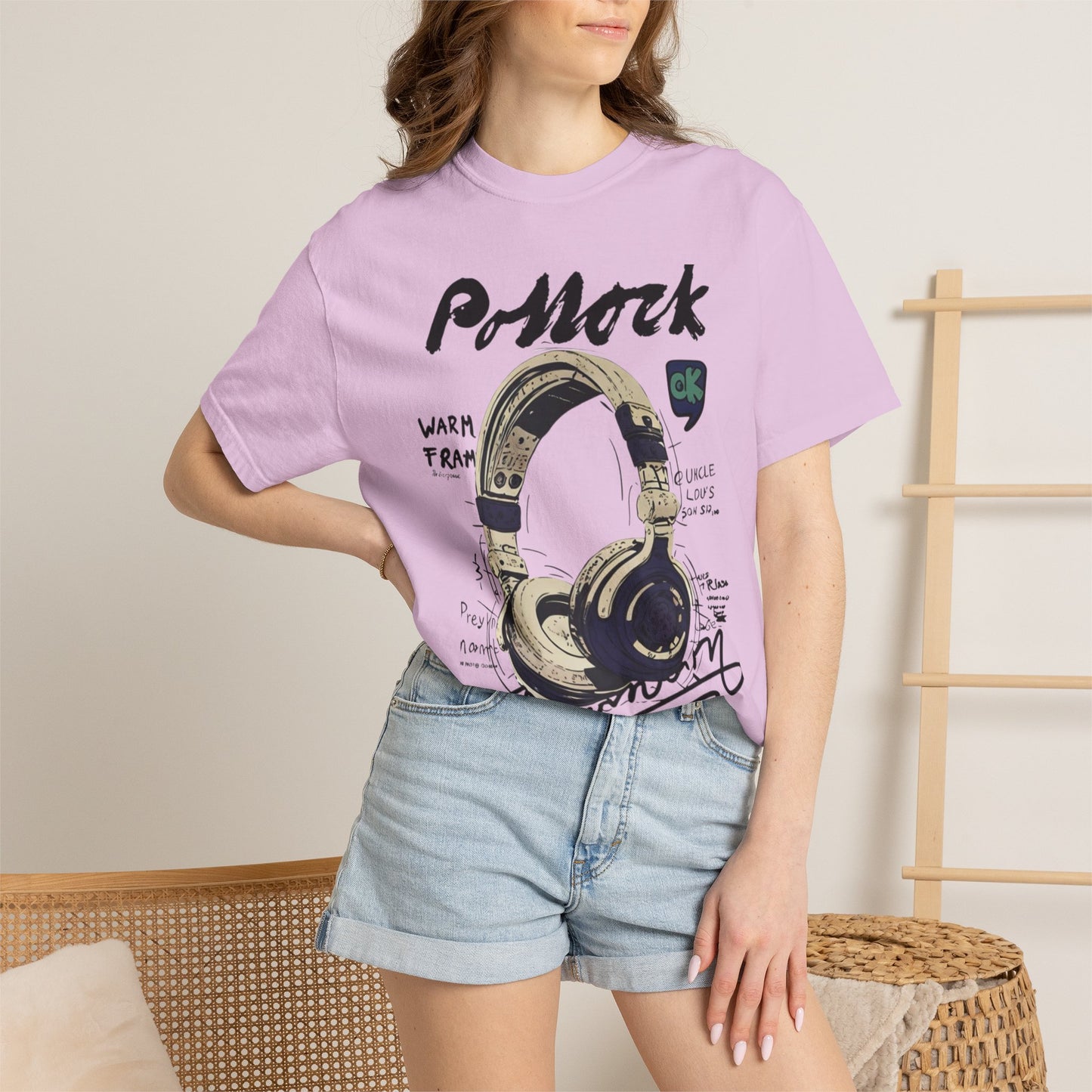 Vintage Headphones T-Shirt — Retro Music Graphic Tee ("P-Mock" Design)