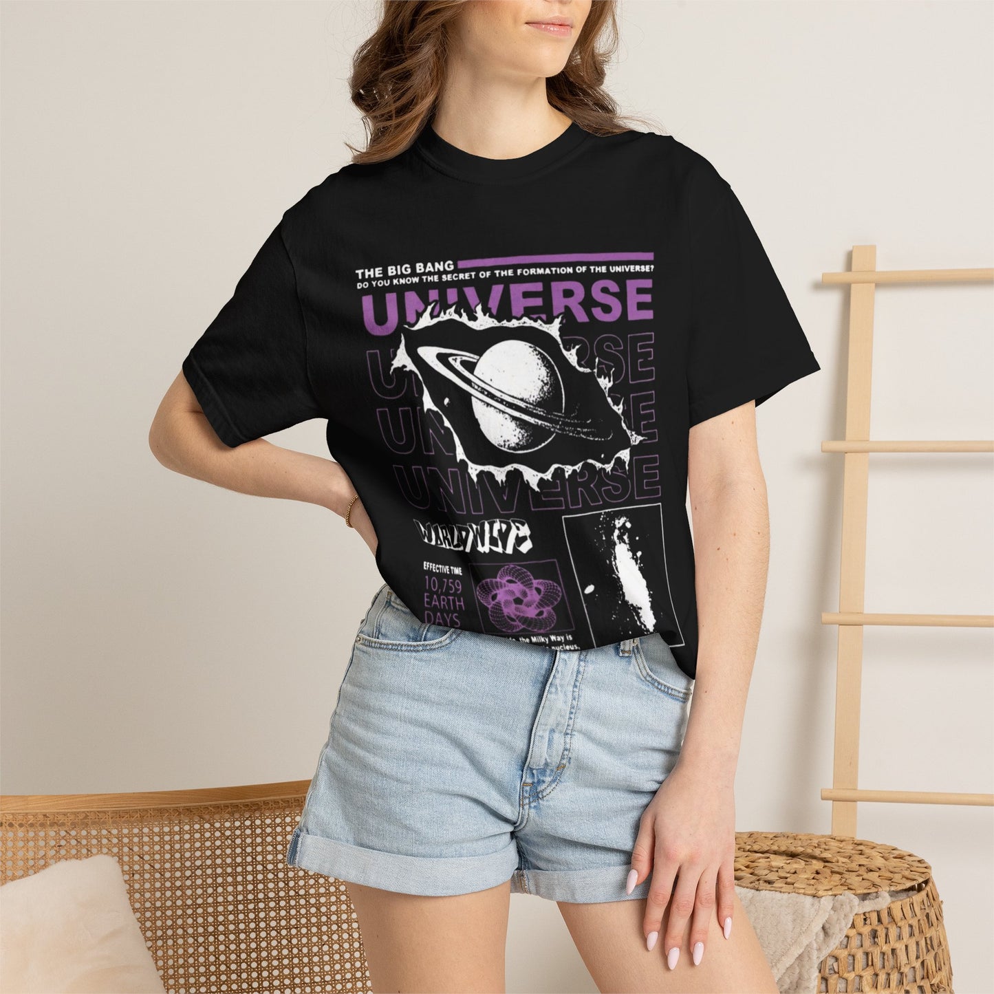 Universe Graphic T-Shirt — Retro Saturn Design with 'UNIVERSE' Text
