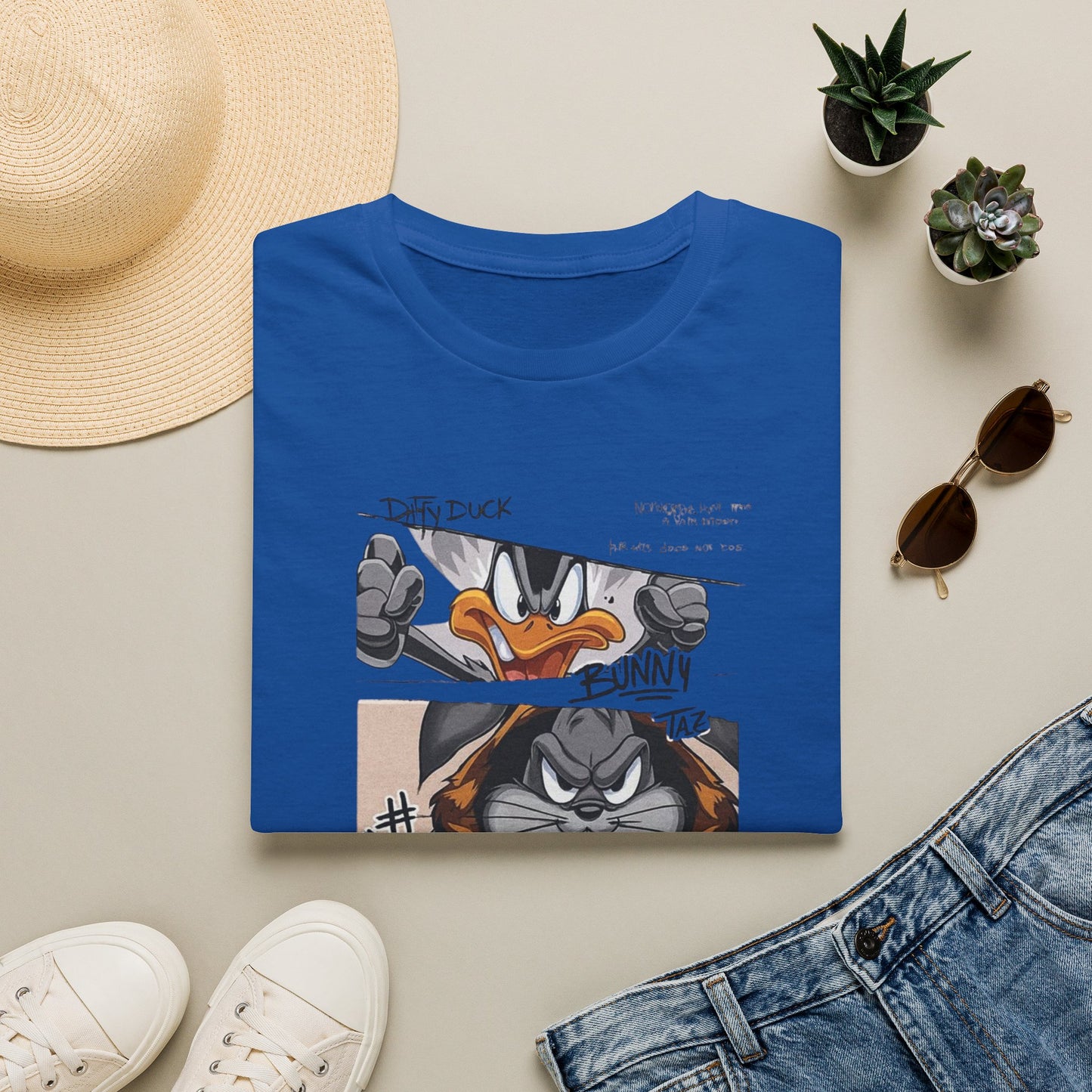 Looney Tunes Mugshot Panel T-Shirt — Daffy Duck & Bugs Bunny Graphic Tee